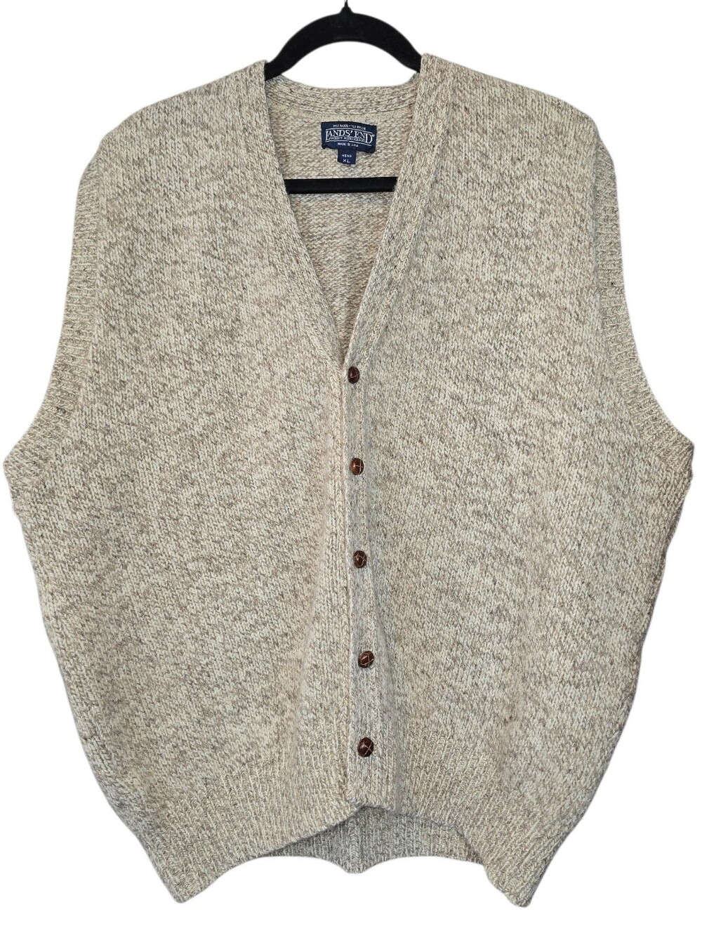 Vintage 90s Lands' End Made in USA Wool Blend Marled Sweater Vest XL Grandpacore
